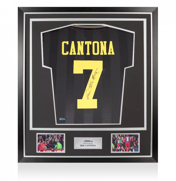 icons Eric Cantona Back Signed Manchester United 1994-95 Away Shirt In Classic Frame