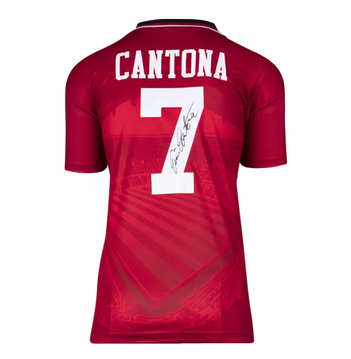 Icons Eric Cantona Back Signed Manchester United 1994-96 Home Shirt In Hero Frame: Option 1
