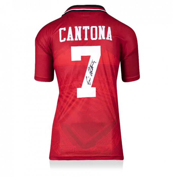Icons Eric Cantona Back Signed Manchester United 1994-96 Home Shirt In Hero Frame: Option 1