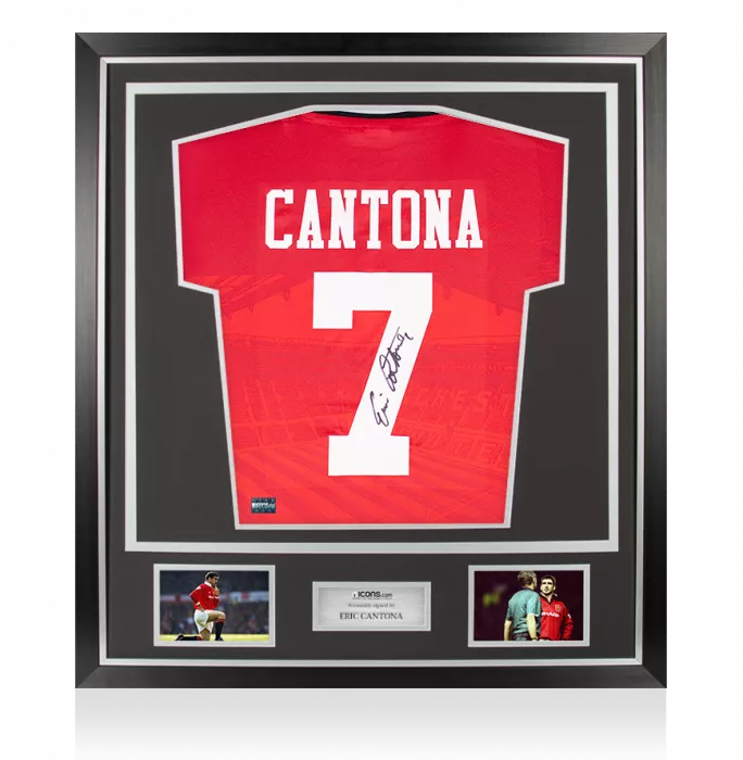 icons Eric Cantona Back Signed Manchester United 1994-96 Home Shirt In Classic Frame