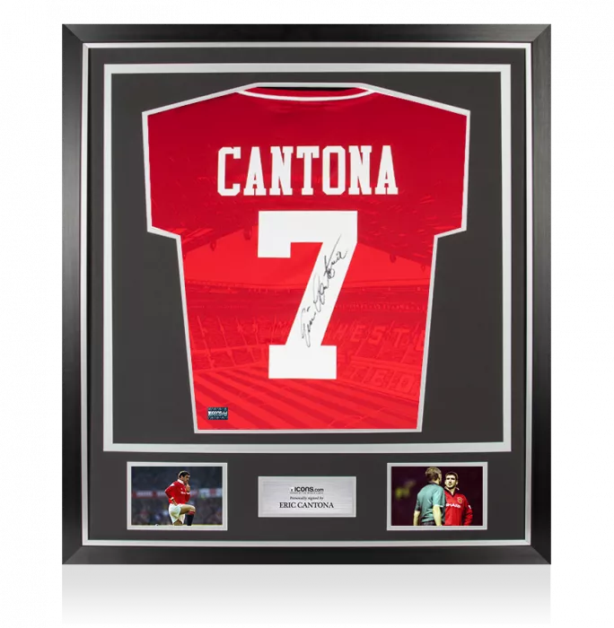 icons Eric Cantona Back Signed Manchester United 1994-96 Home Shirt In Classic Frame