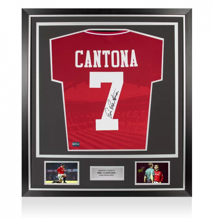 Icons Eric Cantona Back Signed Manchester United 1994-96 Home Shirt With Fan Style Numbers In Classic Frame