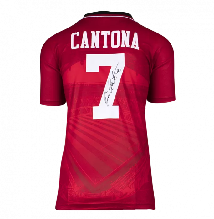 Icons Eric Cantona Back Signed Manchester United 1994-96 Home Shirt In Hero Frame: Option 1