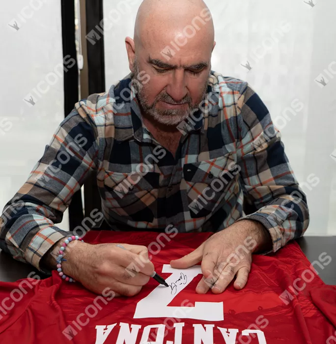 Icons Eric Cantona Back Signed Manchester United 1994-96 Home Shirt In Hero Frame: Option 1