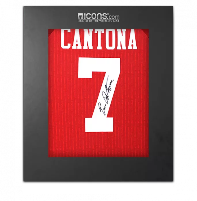 icons Eric Cantona Back Signed Manchester United 1996-98 Home Shirt In Deluxe Packaging