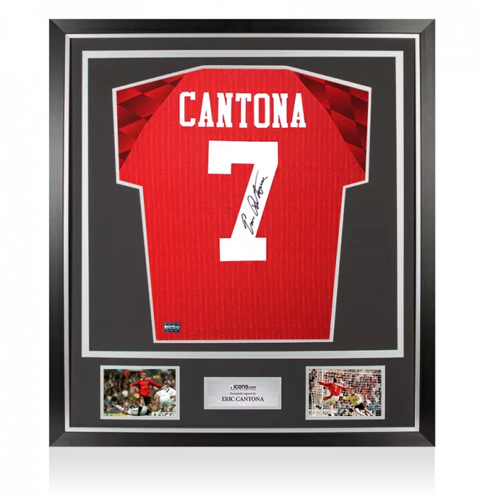 icons Eric Cantona Back Signed Manchester United 1996-98 Home Shirt In Classic Frame