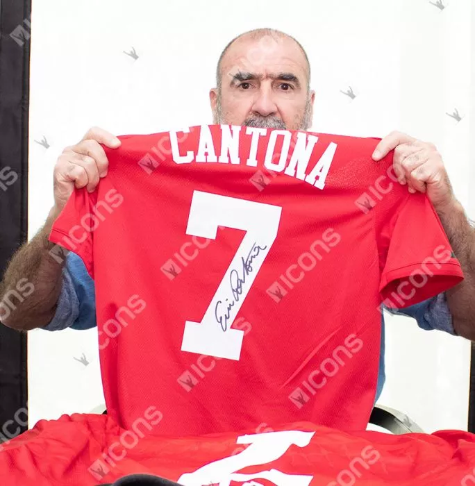 Icons Eric Cantona Back Signed Manchester United 2019-20 Home Shirt In Hero Frame: Option 1