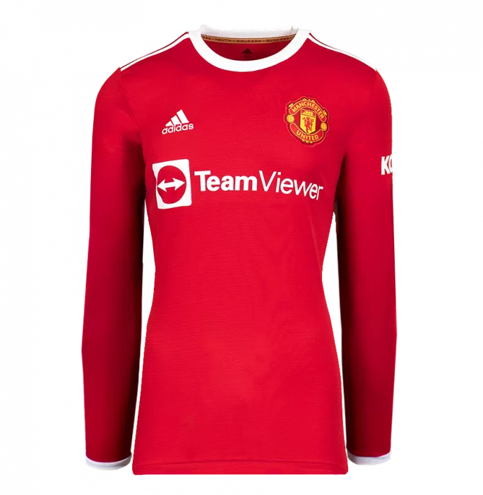 Icons Eric Cantona Back Signed Manchester United 2021-22 Home Shirt In Deluxe Packaging