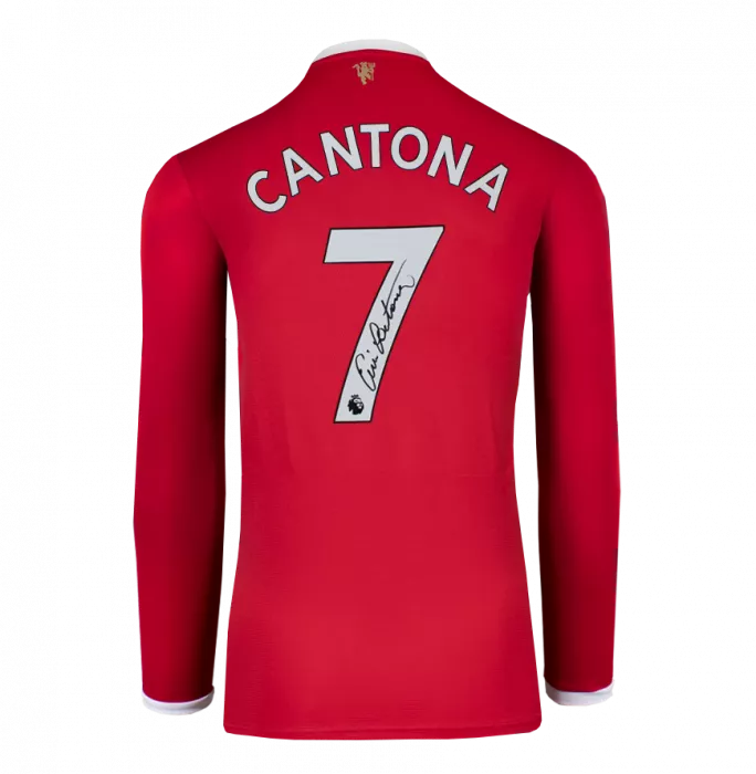 Icons Eric Cantona Back Signed Manchester United 2021-22 Home Shirt In Hero Frame: Option 1
