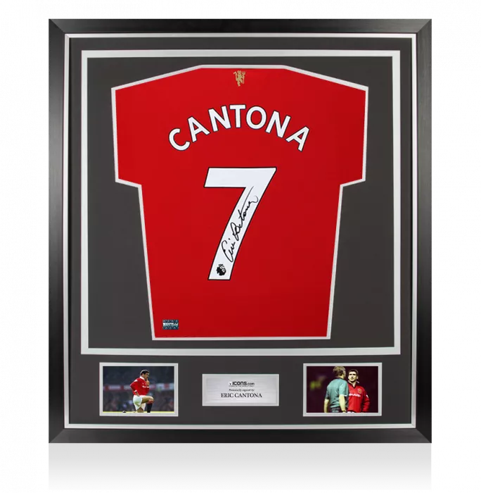 icons Eric Cantona Back Signed Manchester United 2021-22 Home Shirt In Classic Frame