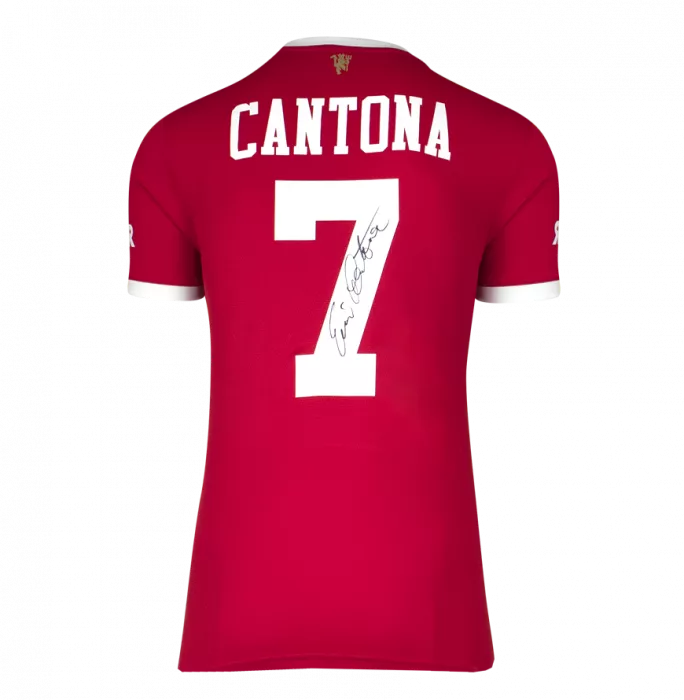 Icons Eric Cantona Back Signed Manchester United 2021-22 Home Shirt In Hero Frame: Option 1