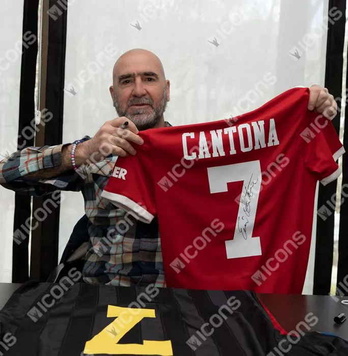 Icons Eric Cantona Back Signed Manchester United 2021-22 Home Shirt In Classic Frame
