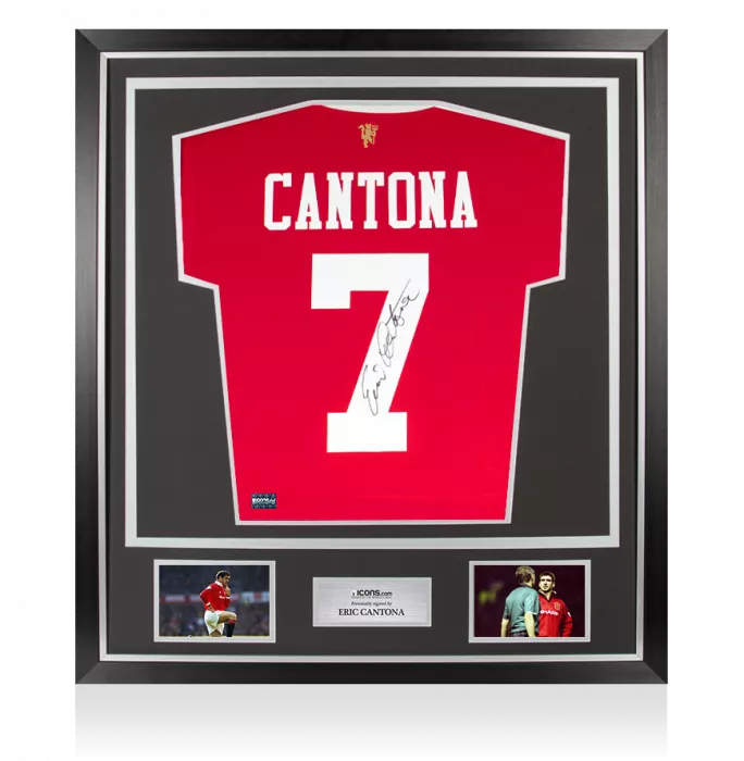 icons Eric Cantona Back Signed Manchester United 2021-22 Home Shirt In Classic Frame