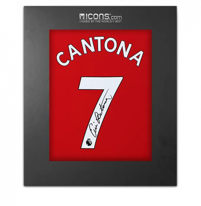 icons Eric Cantona Back Signed Manchester United 2021-22 Home Shirt In Deluxe Packaging