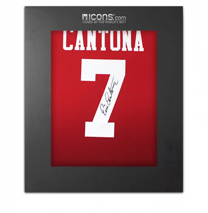 icons Eric Cantona Back Signed Manchester United 2024-25 Home Shirt with Fan Style Number In Deluxe Packaging