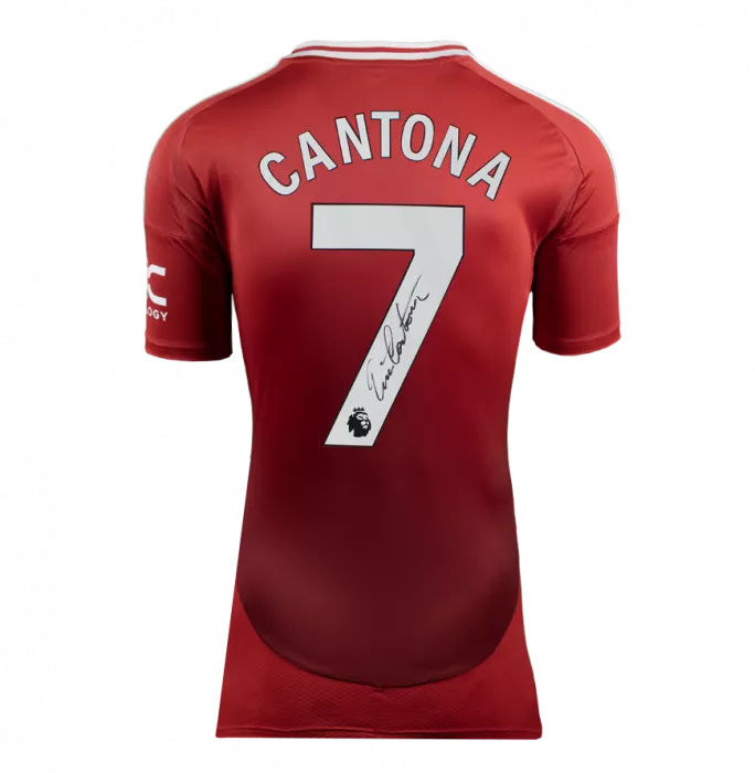 Icons Eric Cantona Back Signed Manchester United 2024-25 Home Shirt In Hero Frame: Option 1
