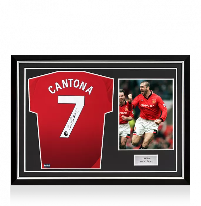 icons Eric Cantona Back Signed Manchester United 2024-25 Home Shirt In Hero Frame: Option 1