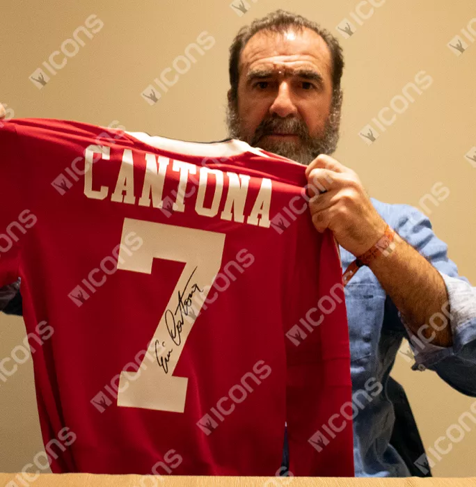 Icons Eric Cantona Back Signed Manchester United Home Shirt In Hero Frame: Option 1