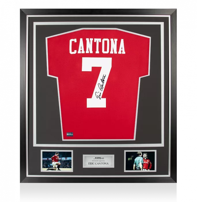 icons Eric Cantona Back Signed Manchester United Home Shirt In Classic Frame