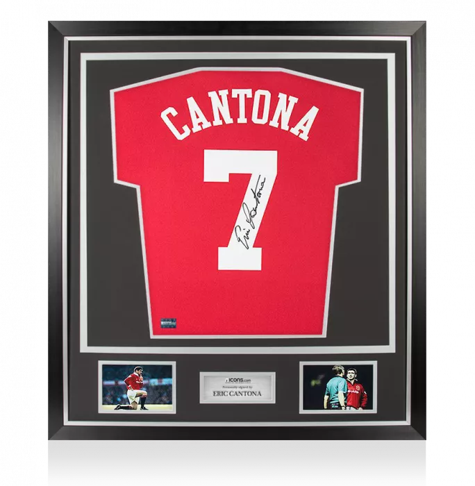Icons Eric Cantona Back Signed Manchester United Home Shirt In Classic Frame