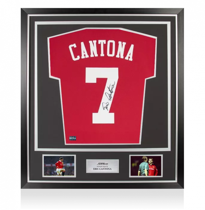 icons Eric Cantona Back Signed Modern Manchester United Home Shirt In Classic Frame