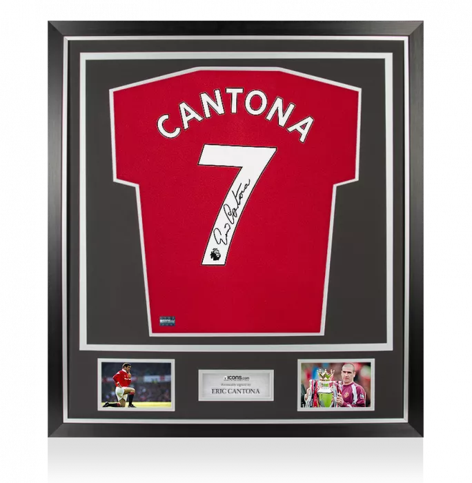icons Eric Cantona Back Signed Modern Manchester United Home Shirt In Classic Frame