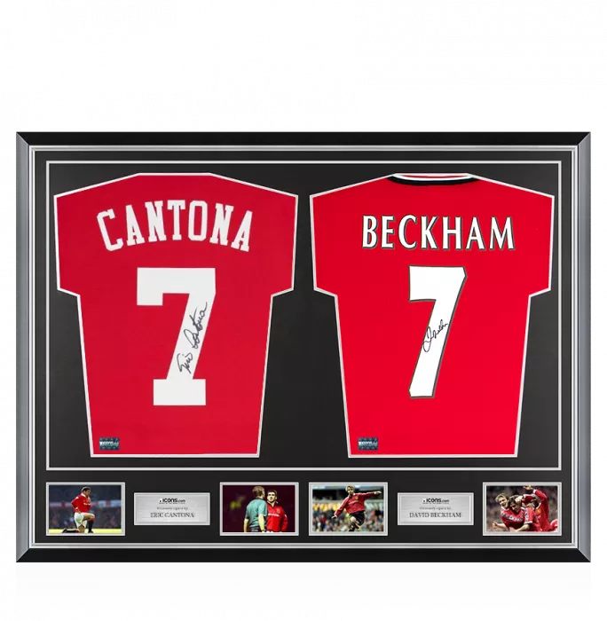 Icons Eric Cantona & David Beckham Signed Manchester United Shirts In Classic Dual Frame