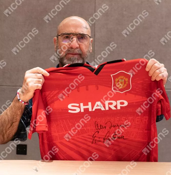 Icons Eric Cantona Dual Front Signed Manchester United 1996 Home Shirt With Sir Alex Ferguson In Classic Frame