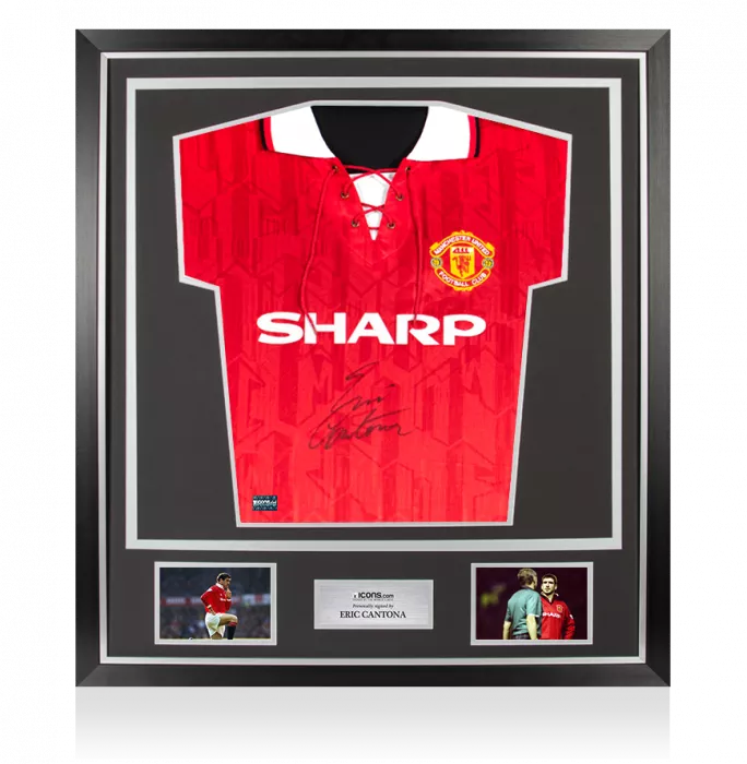 icons Eric Cantona Front Signed Manchester United 1994 Home Shirt In Classic Frame