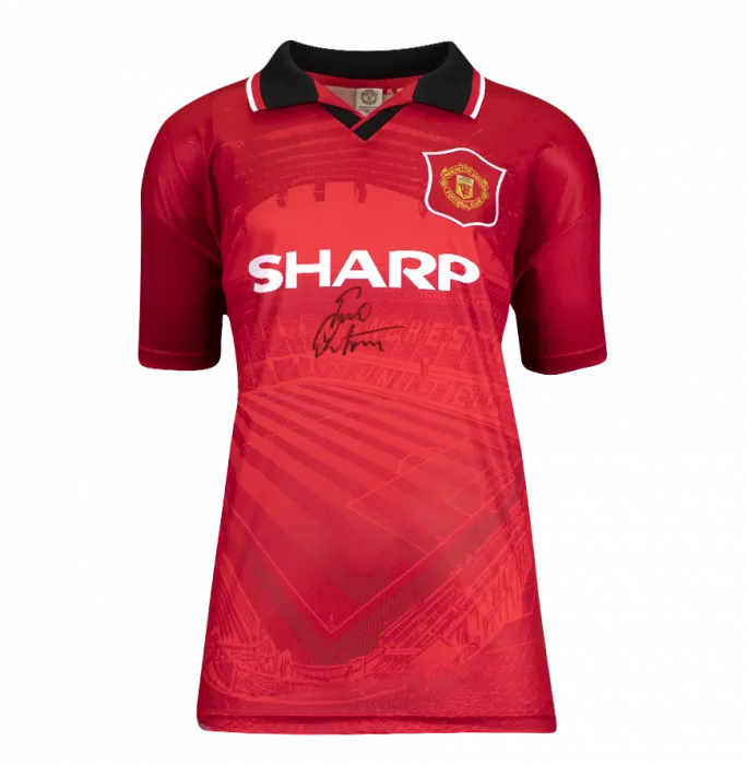 Icons Eric Cantona Front Signed Manchester United 1996 Home Shirt In Deluxe Packaging