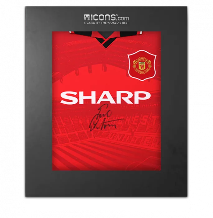 icons Eric Cantona Front Signed Manchester United 1996 Home Shirt In Deluxe Packaging