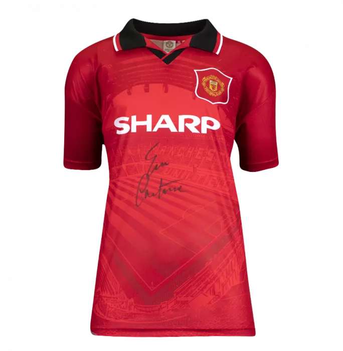 Icons Eric Cantona Front Signed Manchester United 1996 Home Shirt In Hero Frame: Option 1