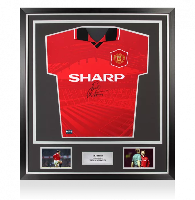 icons Eric Cantona Front Signed Manchester United 1996 Home Shirt In Classic Frame