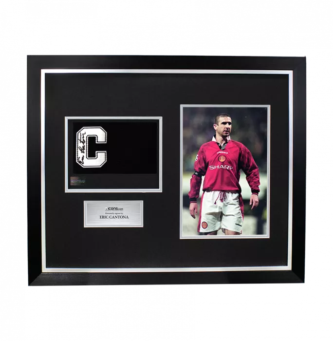 icons Eric Cantona Signed and Framed Captains Armband