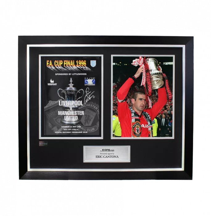 icons Eric Cantona Signed and Framed Programme: 1996 FA Cup Final