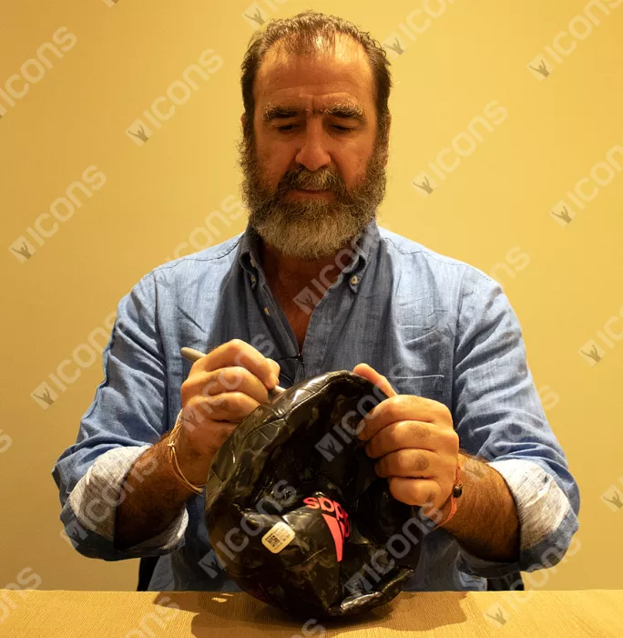Icons Eric Cantona Signed Black Manchester United Branded Football