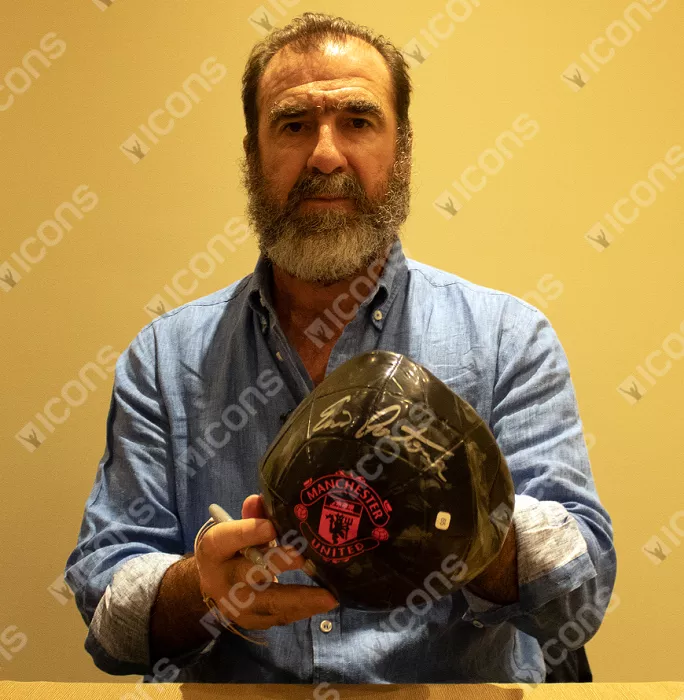 Icons Eric Cantona Signed Black Manchester United Branded Football
