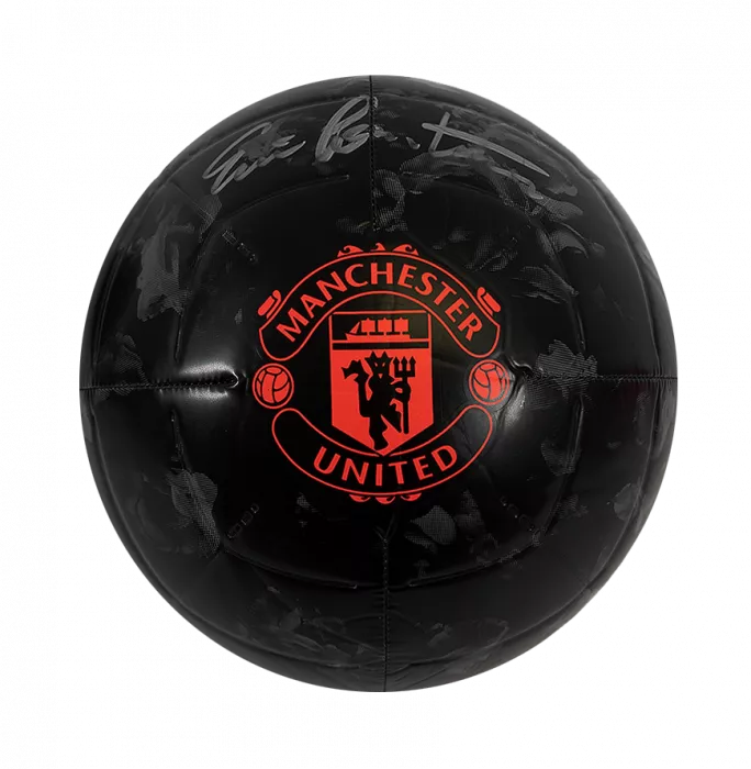icons Eric Cantona Signed Black Manchester United Branded Football
