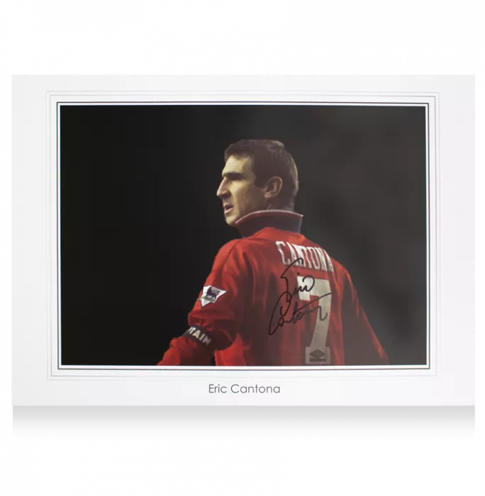 Icons Eric Cantona Signed Manchester United Large Print: The King - Signed In Black