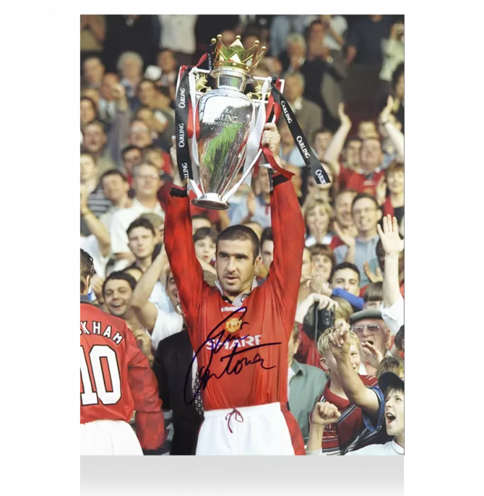 icons Eric Cantona Signed Manchester United Photo: 1995-96 Premier League Winner
