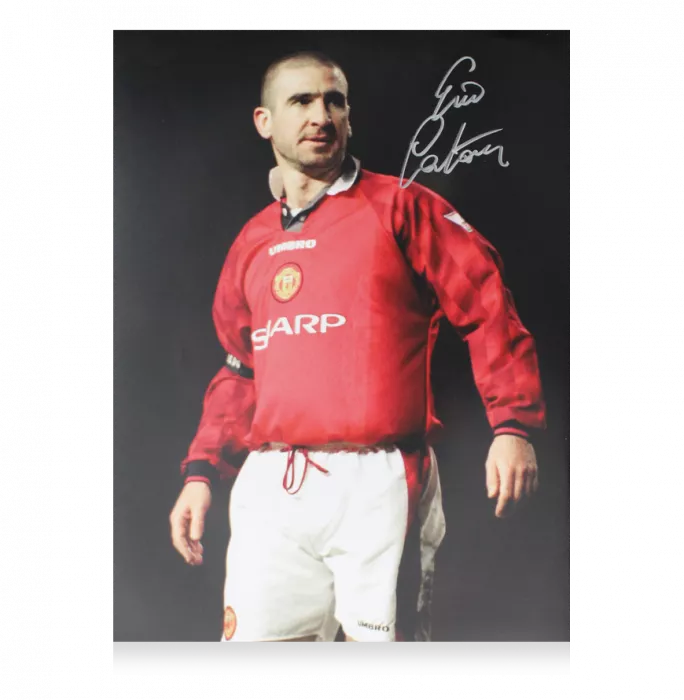 Icons Eric Cantona Signed Manchester United Photo In Black Wooden Frame: The King