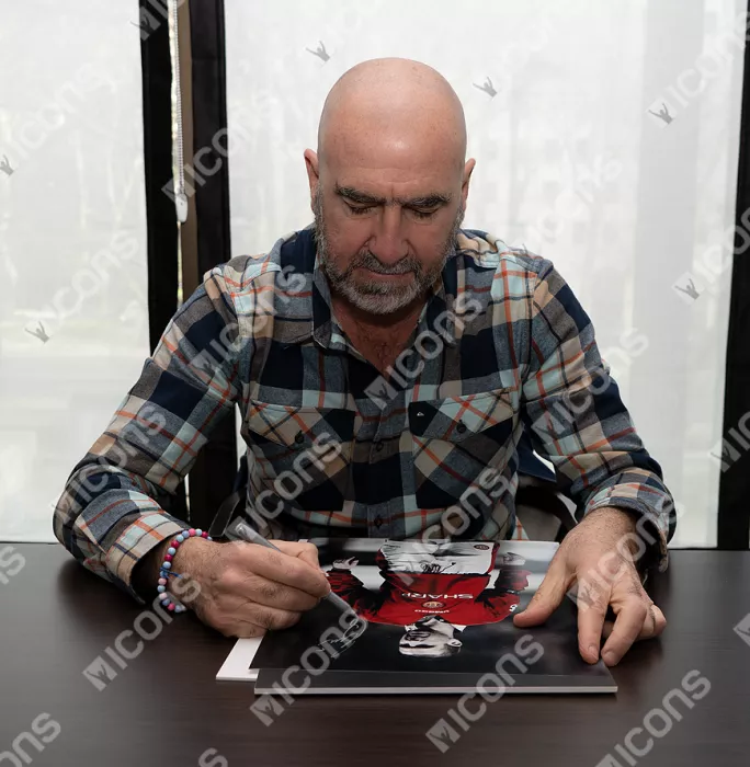 Icons Eric Cantona Signed Manchester United Photo In Black Wooden Frame: The King