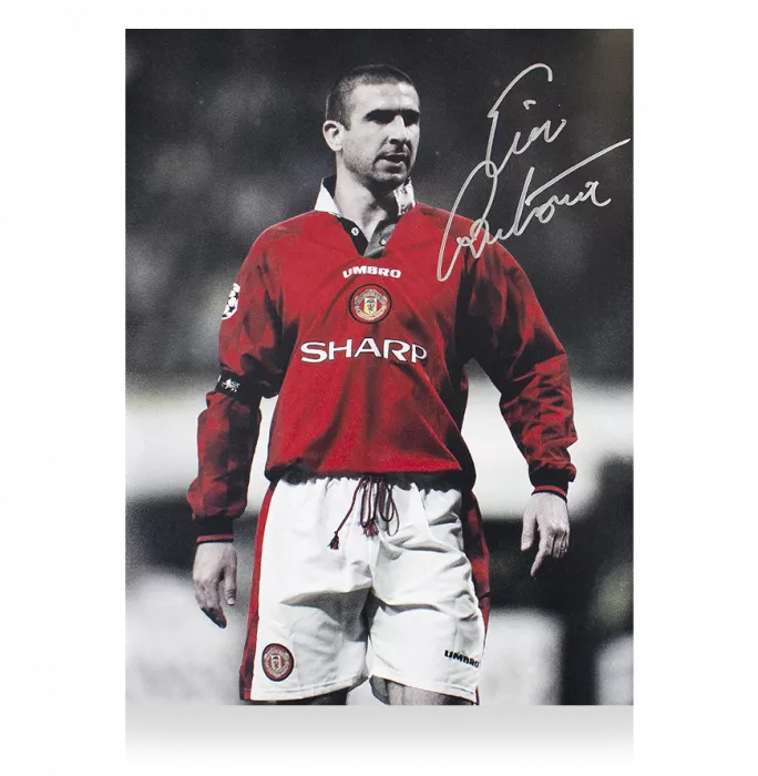 Icons Eric Cantona Signed Manchester United Photo In Black Wooden Frame: The King