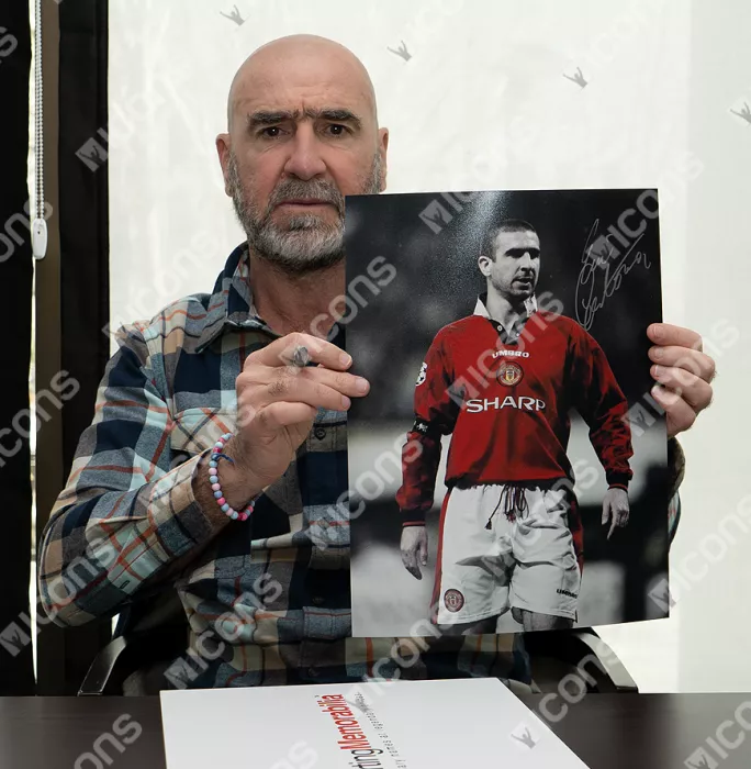 Icons Eric Cantona Signed Manchester United Photo In Black Wooden Frame: The King
