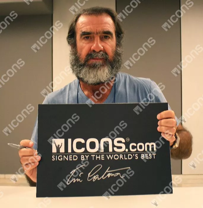 Icons Eric Cantona Signed Manchester United Photo In Black Wooden Frame: The King Of Manchester