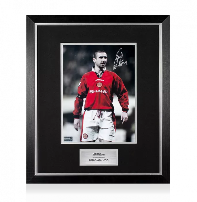 icons Eric Cantona Signed Manchester United Photo In Premium Photo Frame: The King