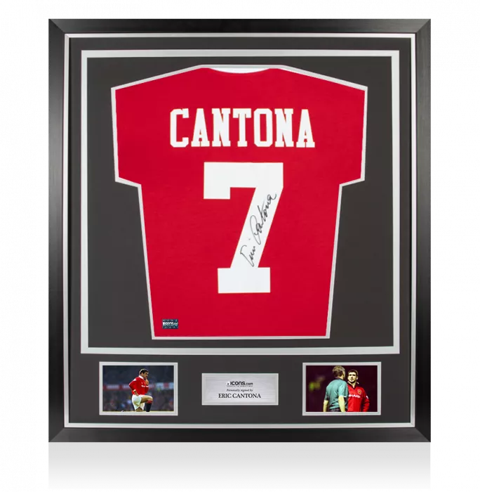 icons Eric Cantona Signed Manchester United Shirt With Fan Style Number In Classic Frame
