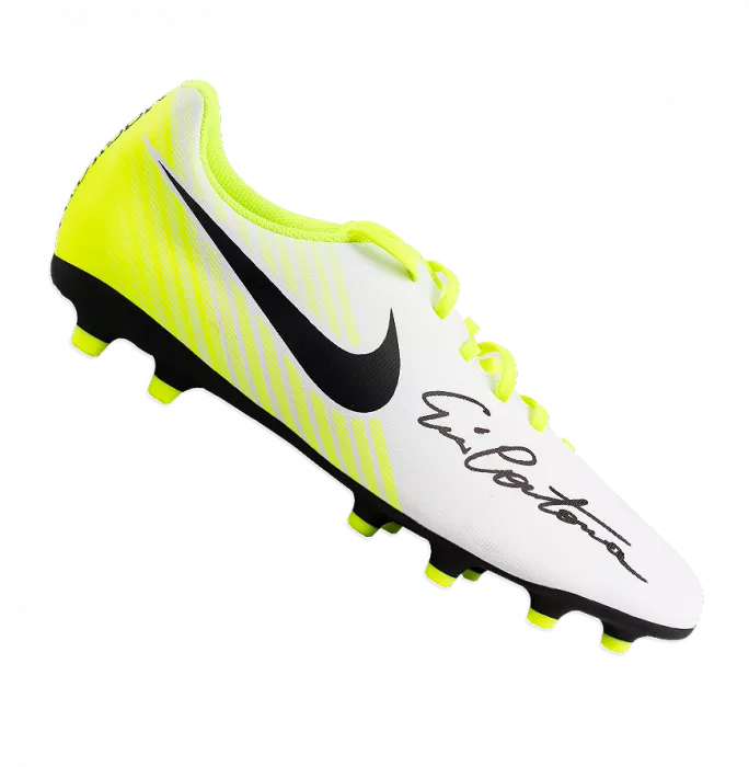 Icons Eric Cantona Signed White And Green Nike Boot