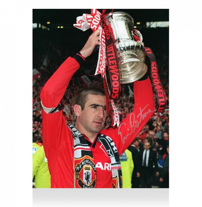 icons Eric Cantona Silver Signed Manchester United Photo: 1996 FA Cup Winner