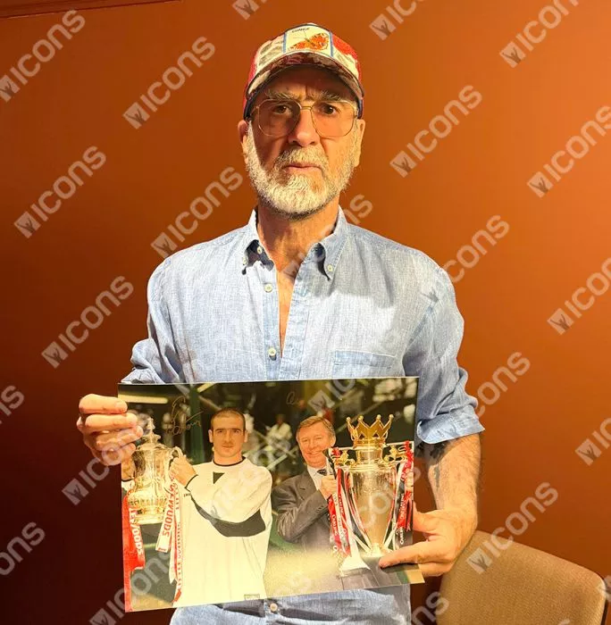 Icons Eric Cantona & Sir Alex Ferguson Signed Manchester United Photo In Premium Photo Frame: 1996 Double